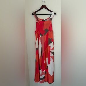 Chic Red and White Abstract Maxi Jumper